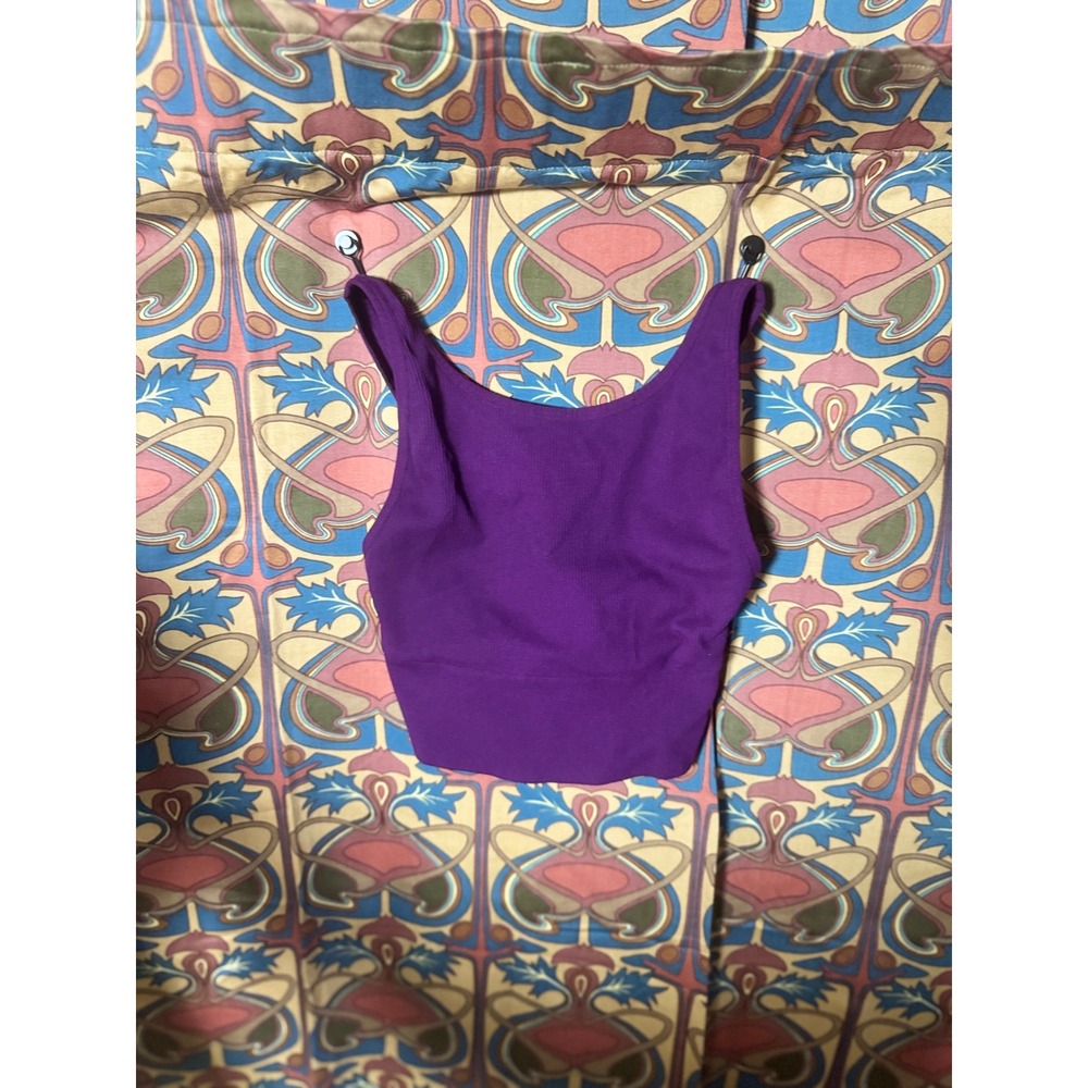Victoria Sport‎ Purple Ribbed Cropped Tank Top Sleeveless Activewear